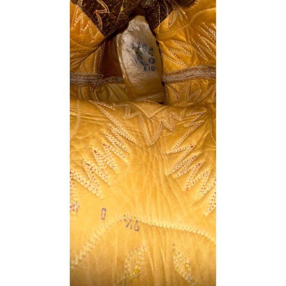 Vintage Cisco Western Leather Boots Mens 9.5 Camel Cowboy Embroidered Riding - Picture 8 of 14